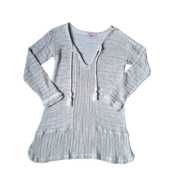 Calypso St. Barth Tassel Front Tunic Sweater Top Size Medium - Picture 1 of 8